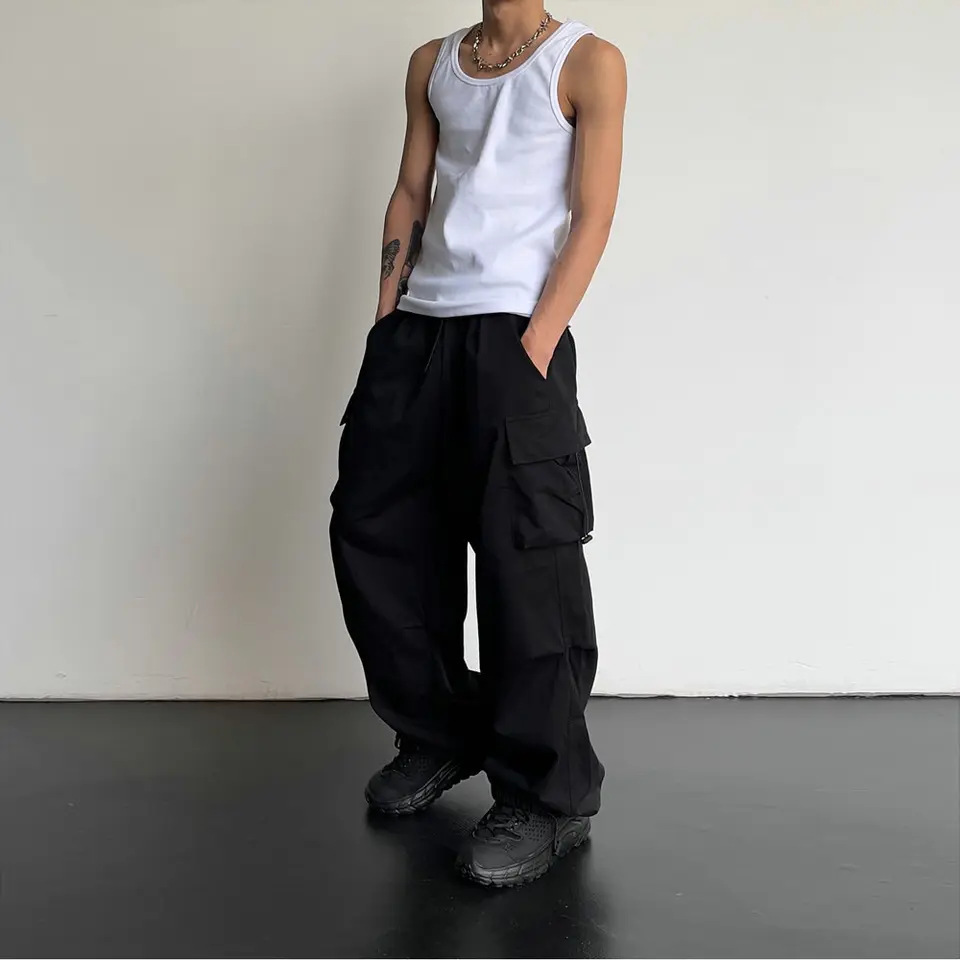 Corteiz Cargo Pant - アメリカンスタイルカジュアルパンツカーゴパンツハイストリート巾着作業服トレンディルーズ多用途ストレートワイドレッグカジュアルパンツ