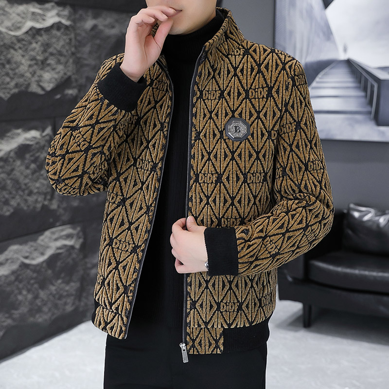 Streetwear Brand China - 男性のジャカードウールジャケット,スタンドカラー,トレンチコート,厚くて抵抗力のある,暖かいストリートウェア,カジュアルなファッションブランド,冬
