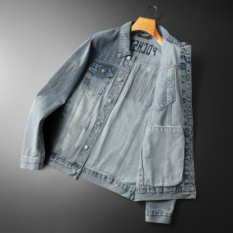 メンズヴィンテージウォッシュドデニムジャケット,ハイエンドバ - Streetwear High End Brand のレビューと価格