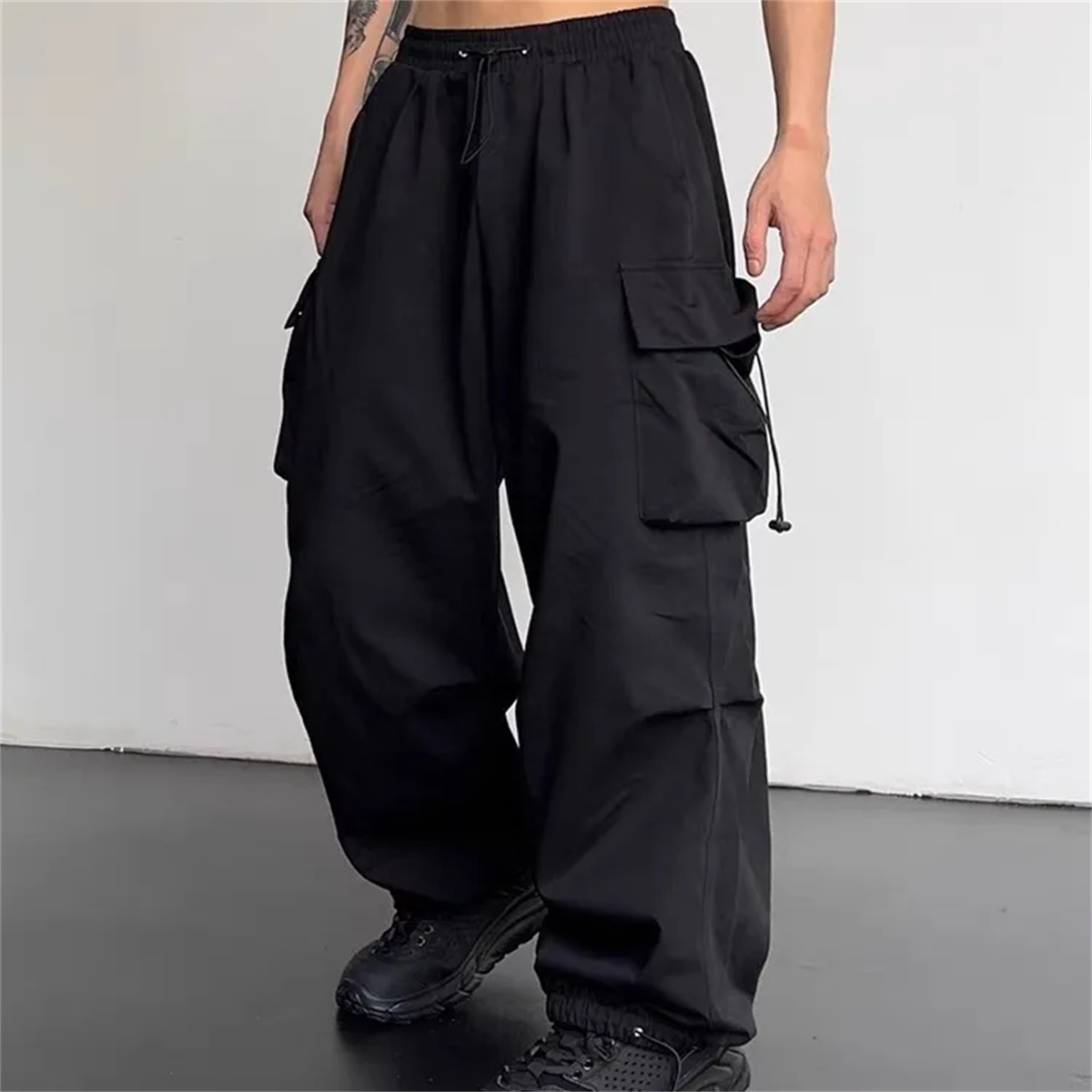 ポケット付きメンズカジュアルカーゴパンツ、特大パンツ、黒、ア - Corteiz Cargo Pant のレビューと価格