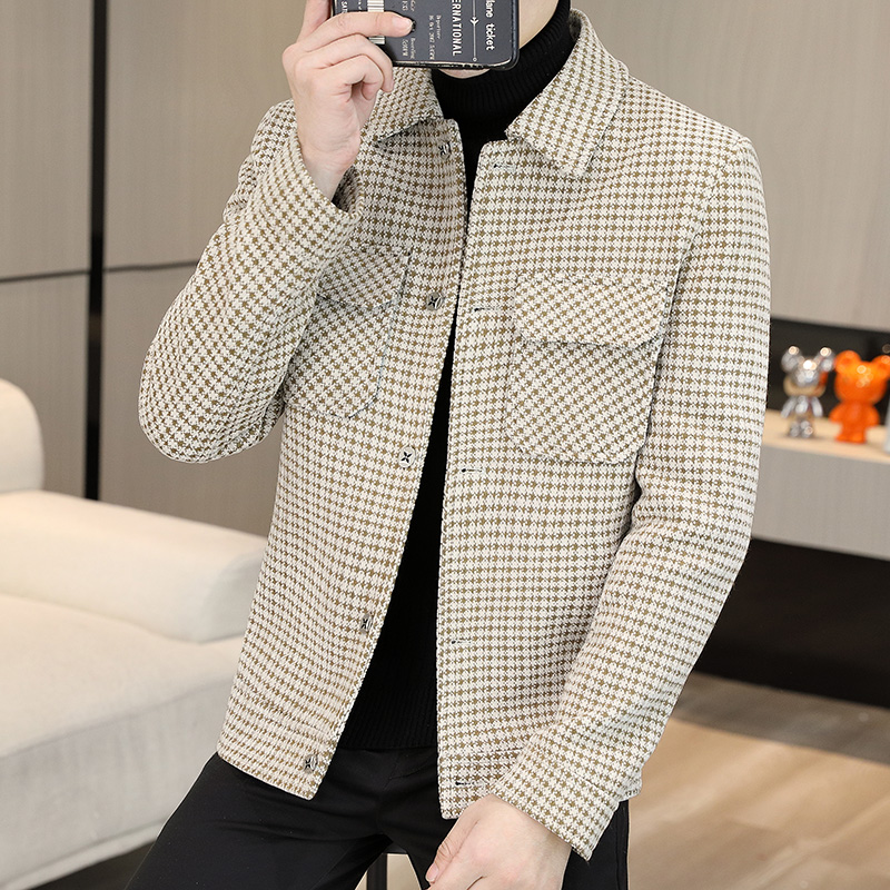 メンズチェック柄ウールオーバーコート、厚手の暖かいジャケット - Streetwear Brand China のレビューと価格