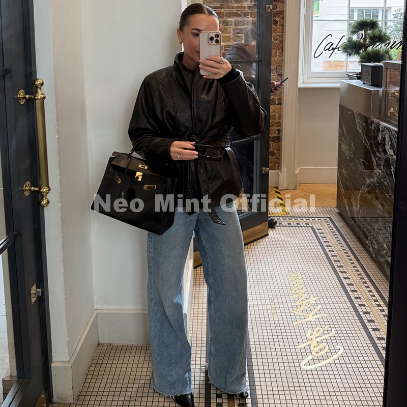 ネオミントトレンド2026ブラックショールカラーフェイクレザ - Streetwear Brand China のレビューと価格